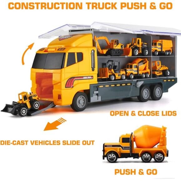 19 in 1 Construction Truck with Engineering Worker Toy Set - Picture 5 of 7